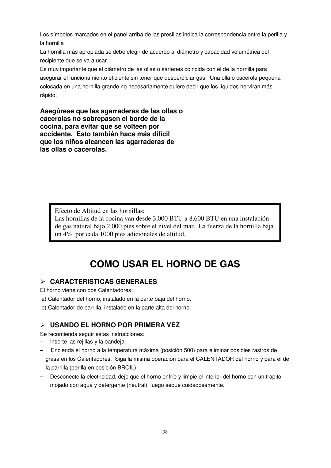 Avanti GR2013CSS, GR2012CB manual Como Usar EL Horno DE GAS,  Caracteristicas Generales,  Usando EL Horno POR Primera VEZ 