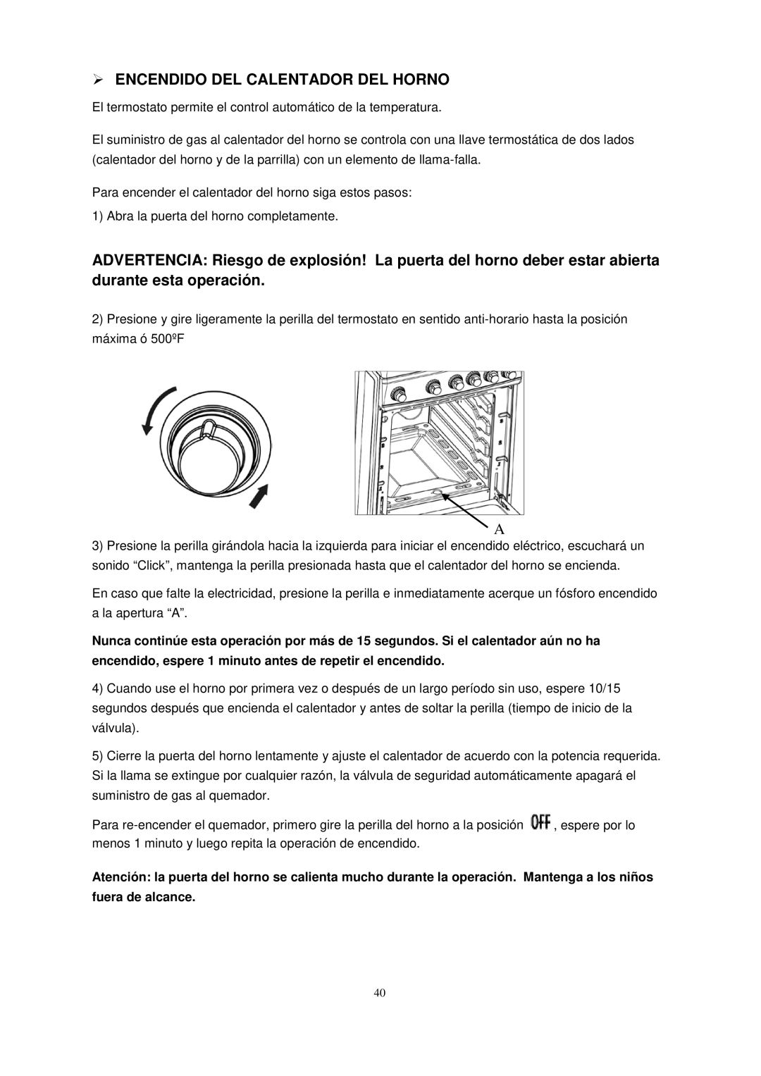 Avanti GR2011CW, GR2012CB, GR2013CSS manual  Encendido DEL Calentador DEL Horno 