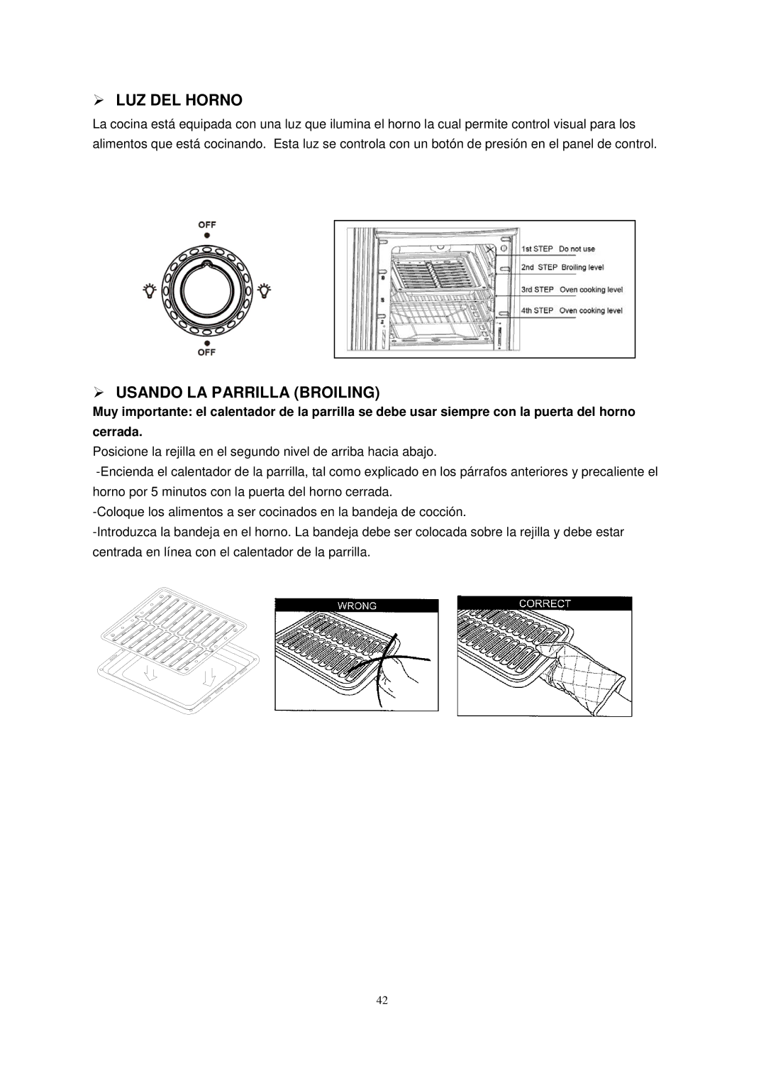 Avanti GR2012CB, GR2011CW, GR2013CSS manual  LUZ DEL Horno,  Usando LA Parrilla Broiling 