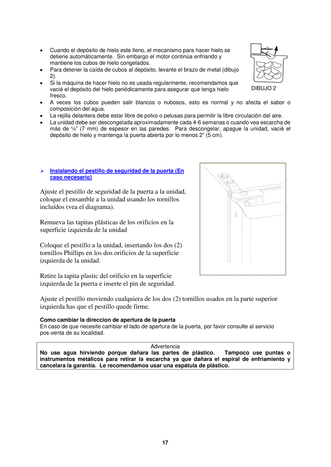 Avanti IM15SS instruction manual Dibujo, Como cambiar la direccion de apertura de la puerta 