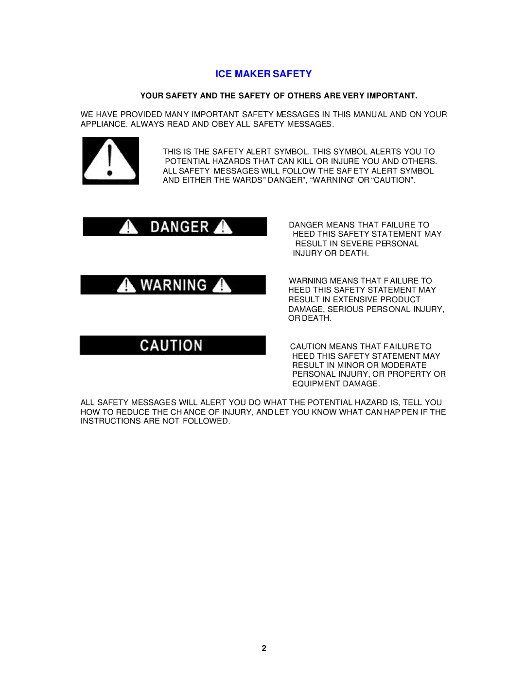 Avanti IM320299 instruction manual ICE Maker Safety, Your Safety and the Safety of Others are Very Important 