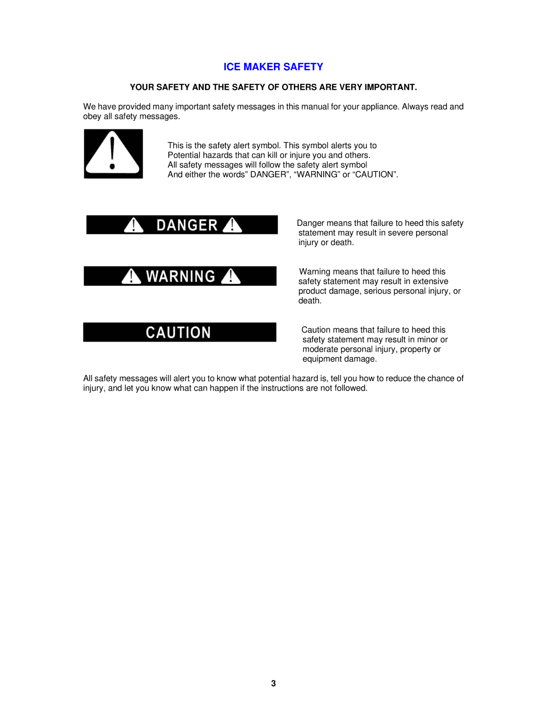 Avanti IMD250 instruction manual ICE Maker Safety, Your Safety and the Safety of Others are Very Important 