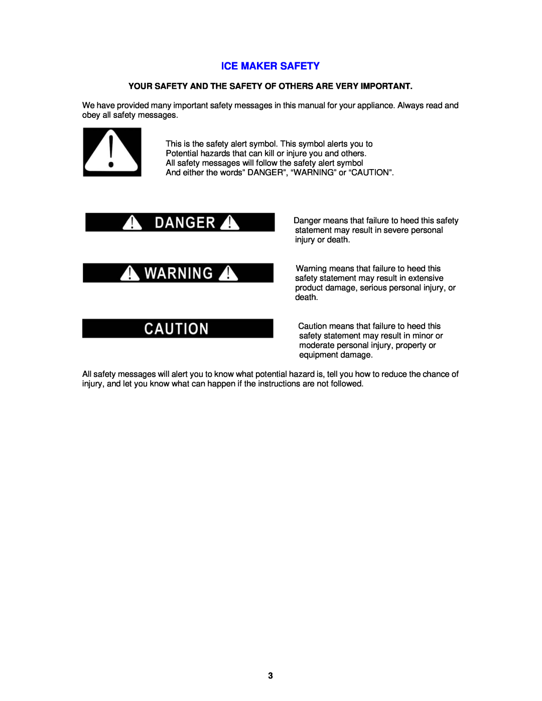 Avanti IMD250 instruction manual Ice Maker Safety 