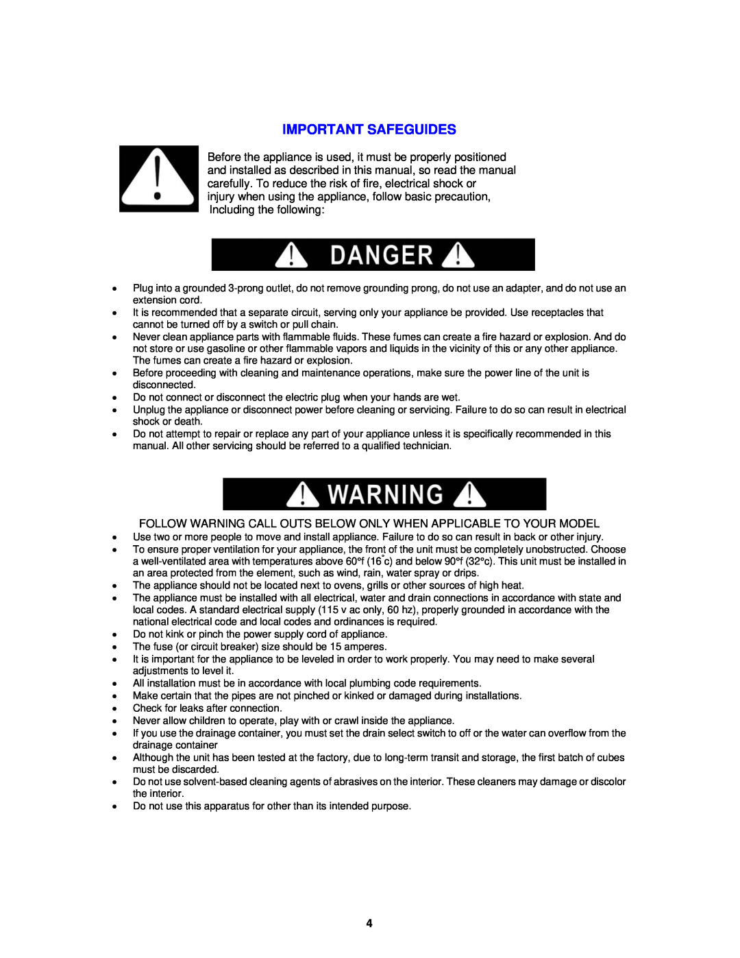 Avanti IMD250 instruction manual Important Safeguides 
