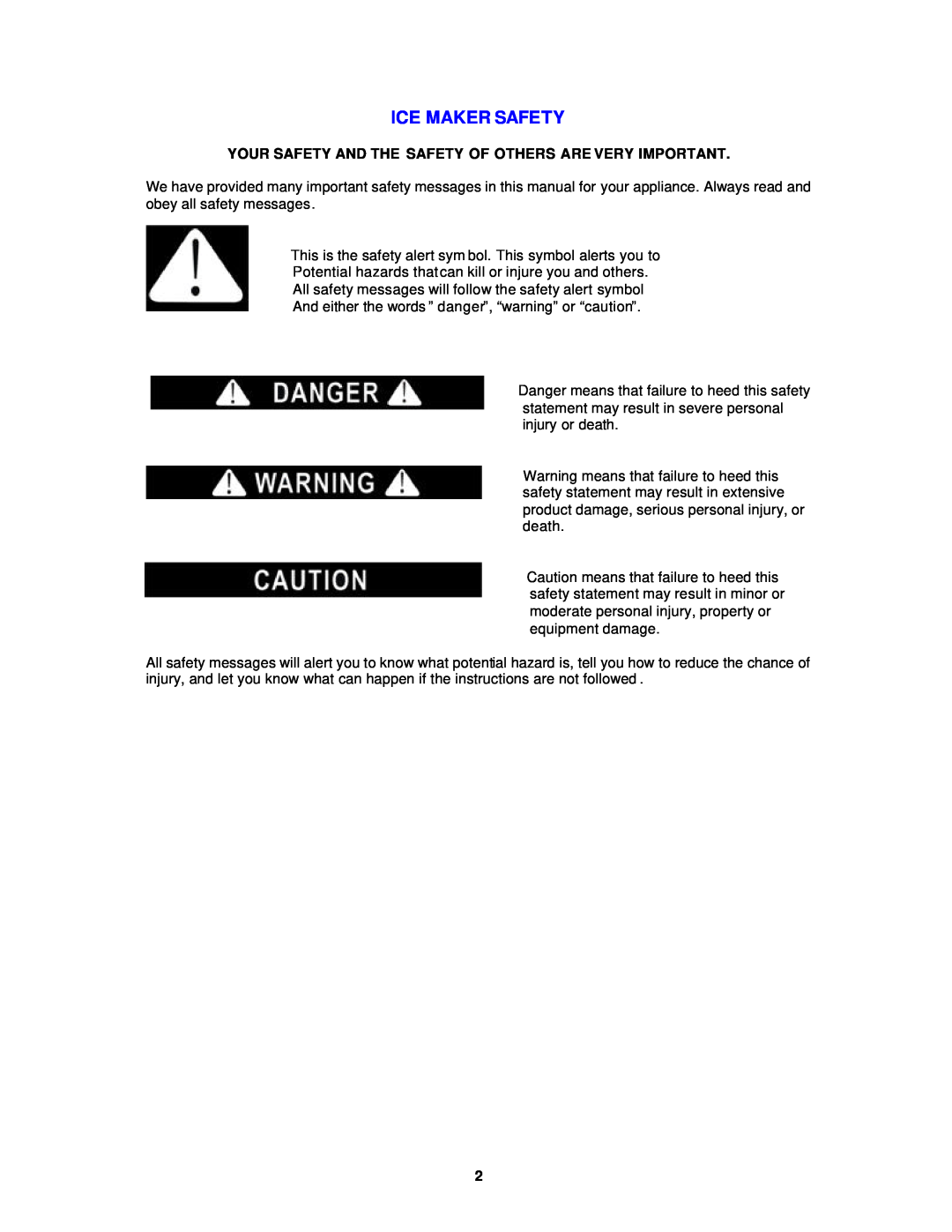 Avanti IMW24, IMP25 instruction manual Ice Maker Safety 