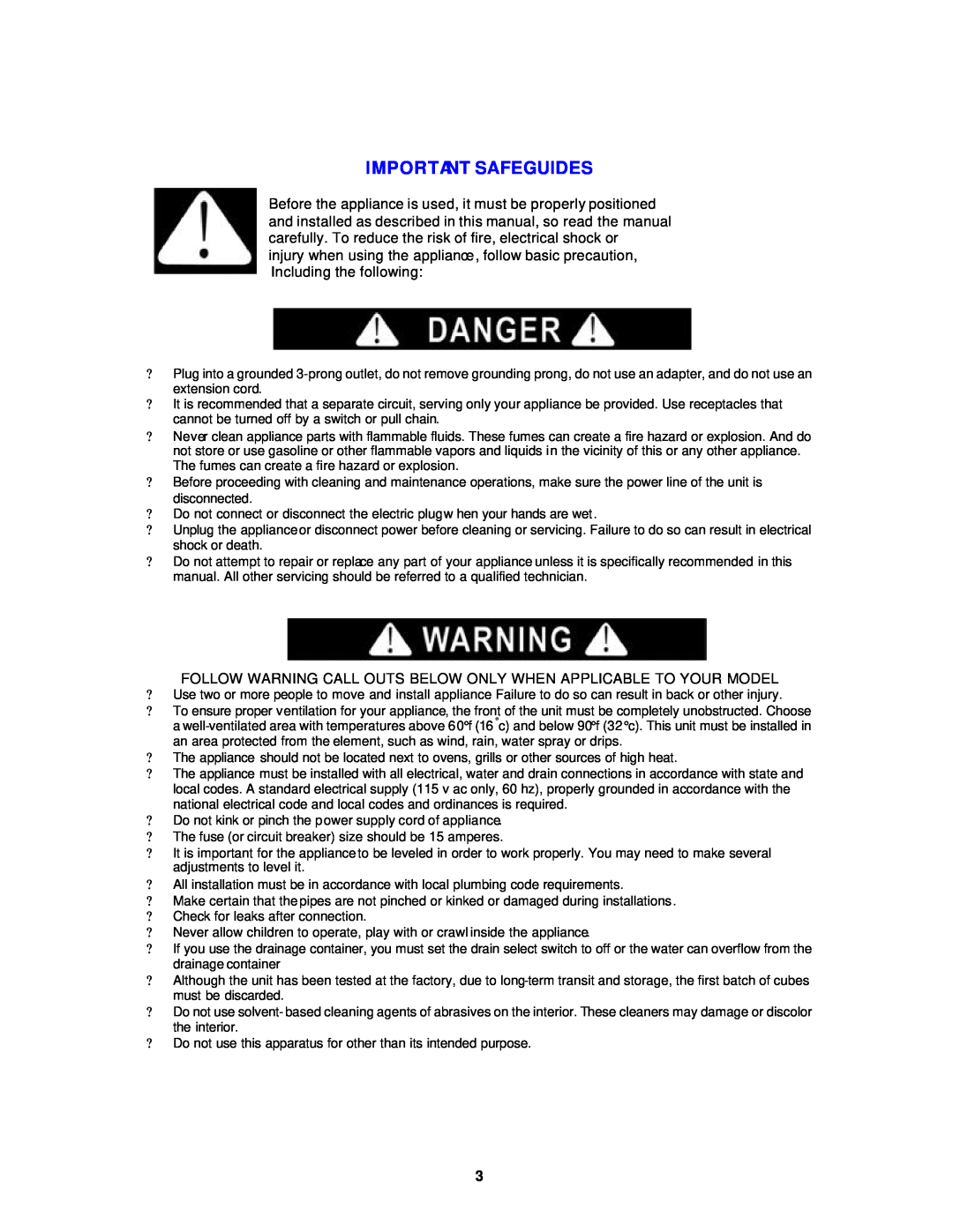 Avanti IMP25, IMW24 instruction manual Important Safeguides 