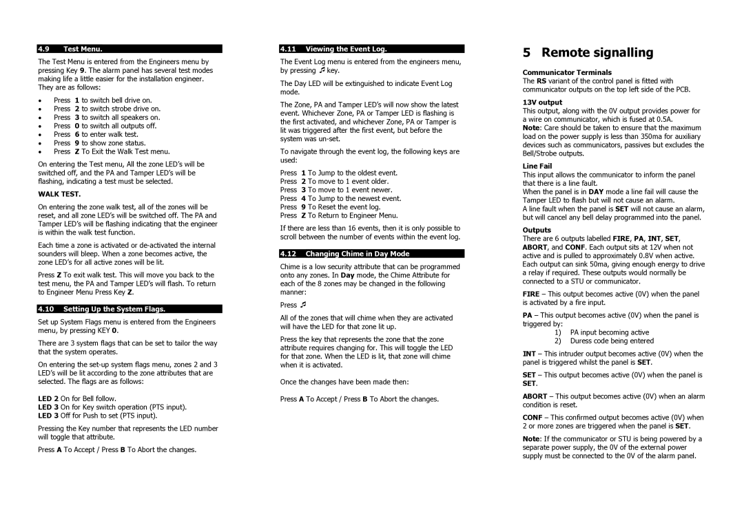 Avanti K-600HW manual Remote signalling, Walk Test 