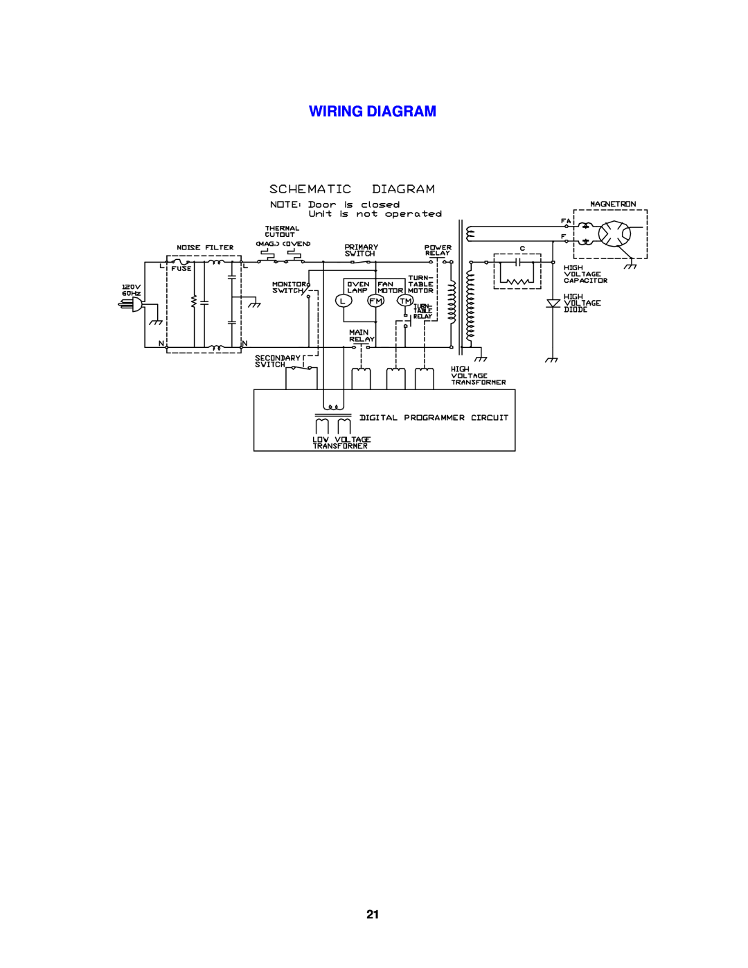 Avanti MO1400SST instruction manual Wiring Diagram 