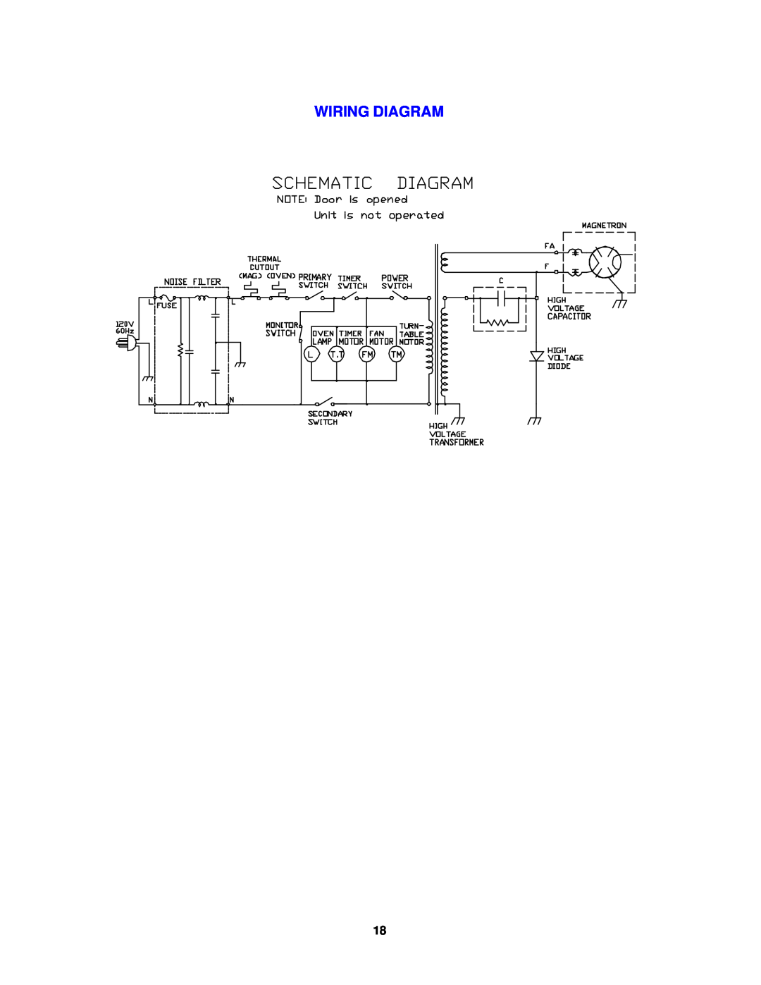 Avanti MO7090MB, MO7080MW instruction manual Wiring Diagram 