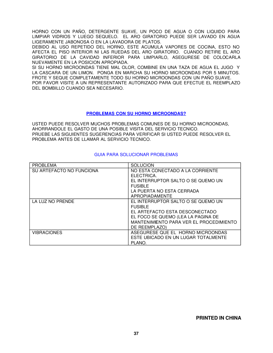 Avanti MO7280TB, MO7180TW instruction manual Problemas CON SU Horno MICROONDAS?, Guia Para Solucionar Problemas 