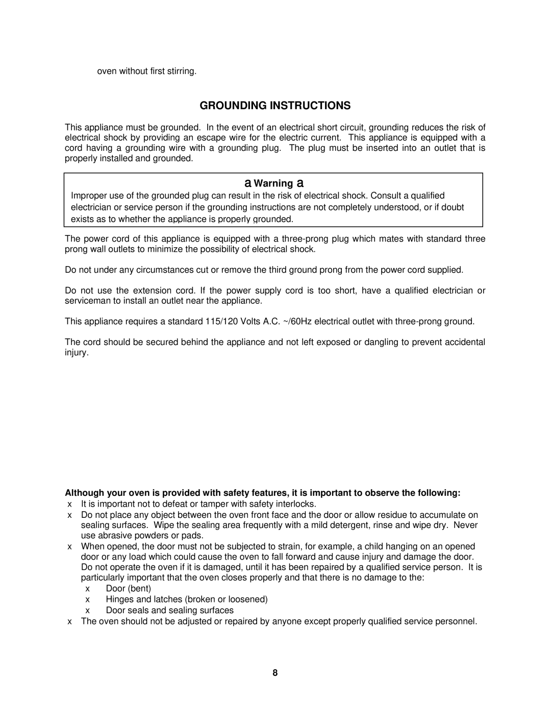 Avanti MO7191TW instruction manual Operating Your Microwave Oven,  Electrical Connection 