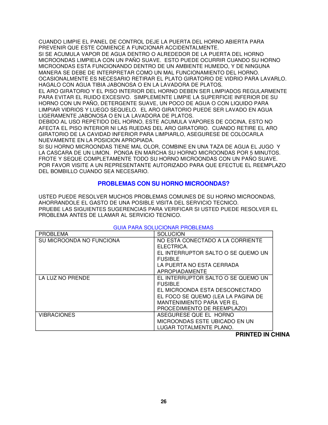 Avanti MO759MB, MO758MW instruction manual Problemas CON SU Horno MICROONDAS?, China 