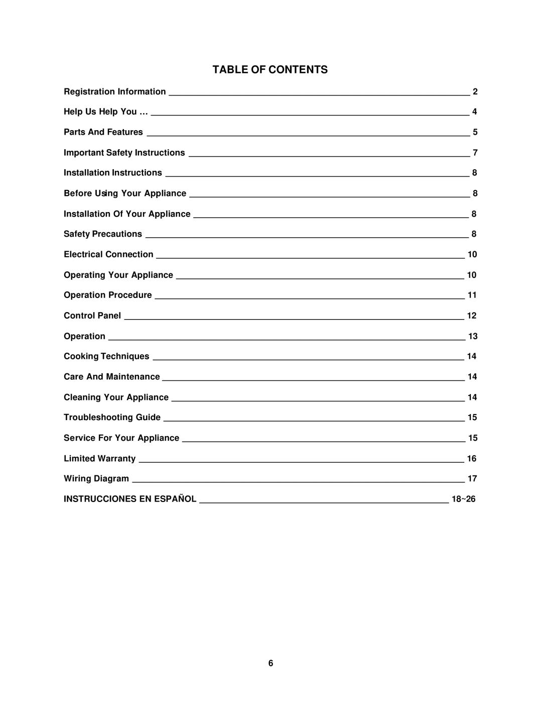 Avanti MO759MB, MO758MW instruction manual Table of Contents 