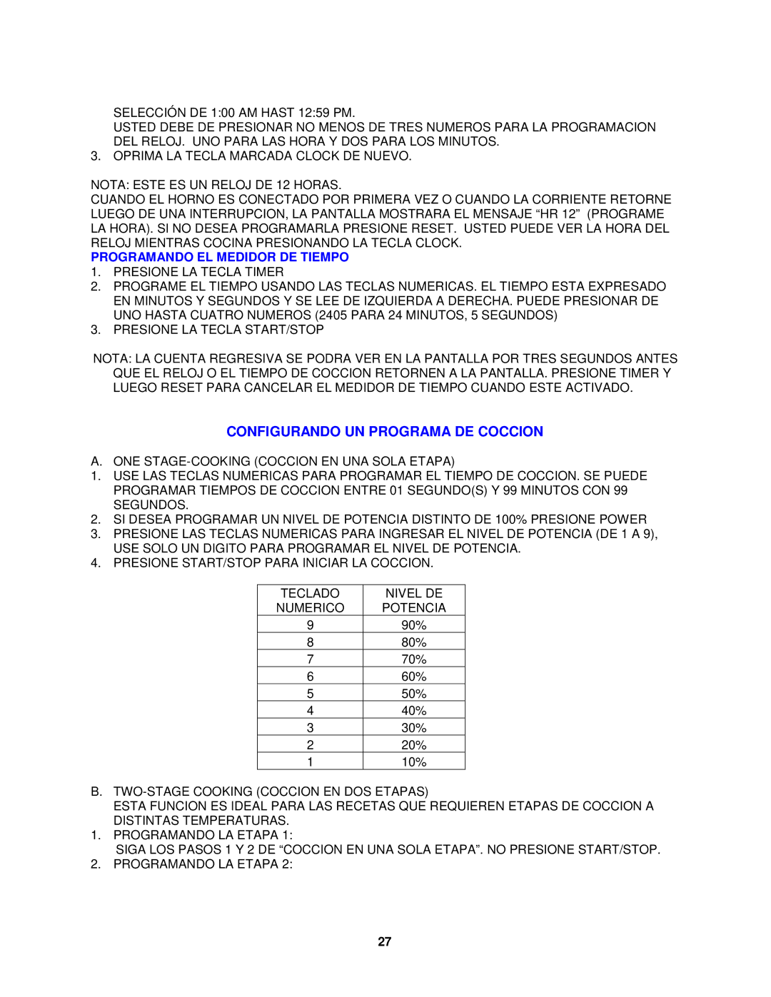 Avanti MO8003BT instruction manual Configurando UN Programa DE Coccion, Programando EL Medidor DE Tiempo 