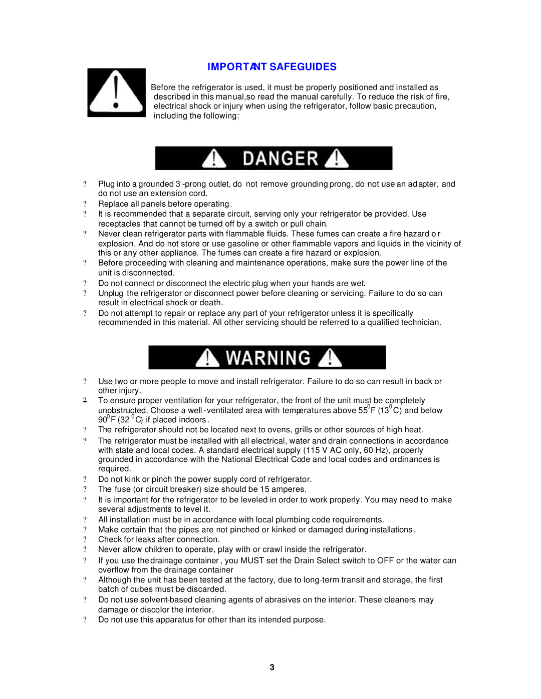 Avanti OR2700SS instruction manual Important Safeguides 