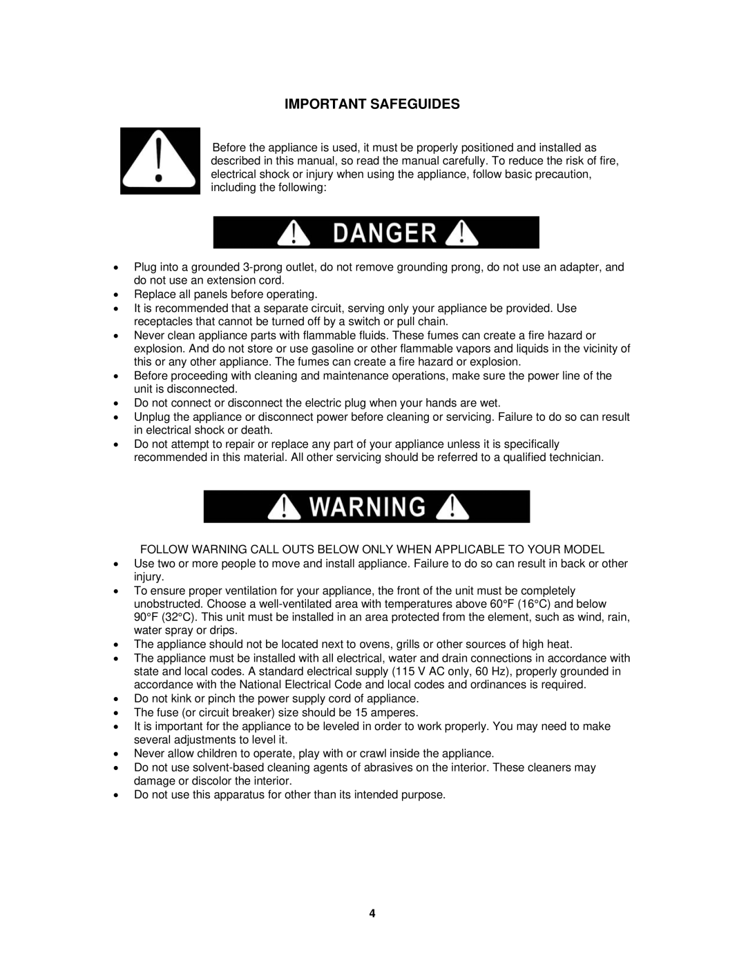 Avanti ORC2519SS instruction manual Important Safeguides 