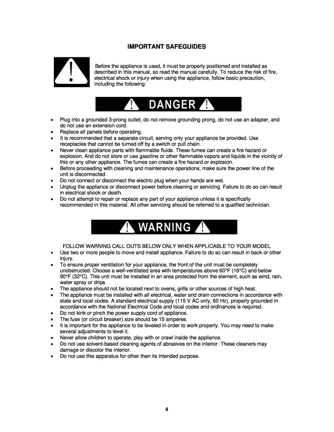 Avanti ORC2519SS instruction manual Important Safeguides 
