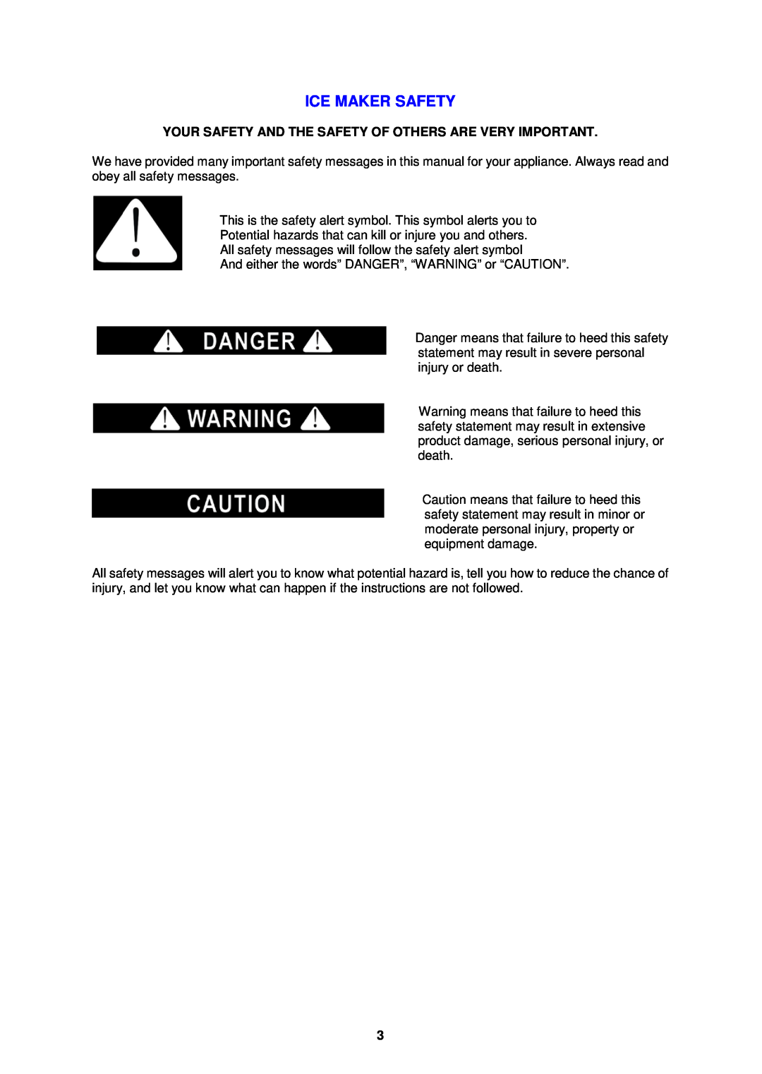 Avanti PIM25SS instruction manual Ice Maker Safety 
