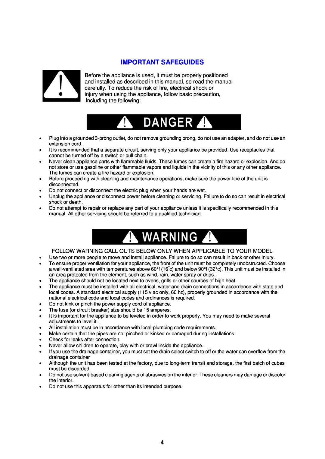Avanti PIM25SS instruction manual Important Safeguides 