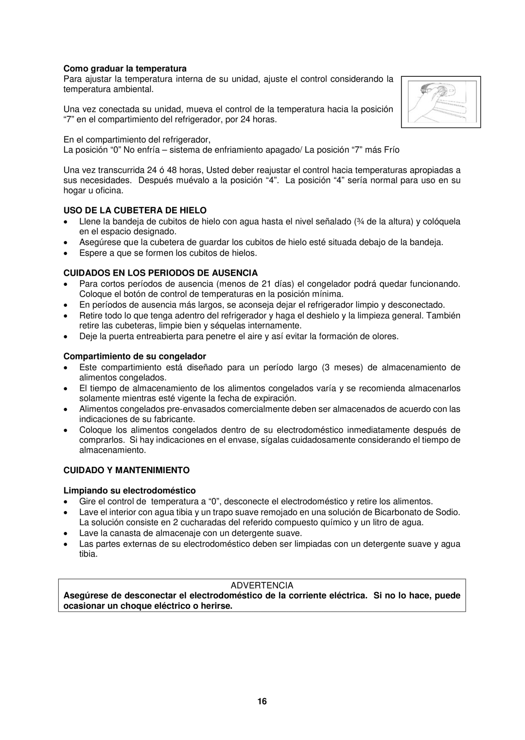 Avanti RA3102PST, RA3101BT USO DE LA Cubetera DE Hielo, Cuidados EN LOS Periodos DE Ausencia, Cuidado Y Mantenimiento 