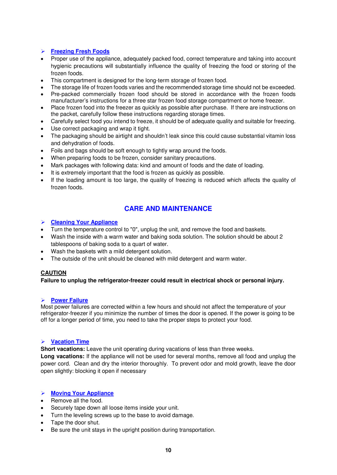 Avanti RA317WT, RA317SST, RA316WT, RA316BT, RA315WT instruction manual Care and Maintenance 