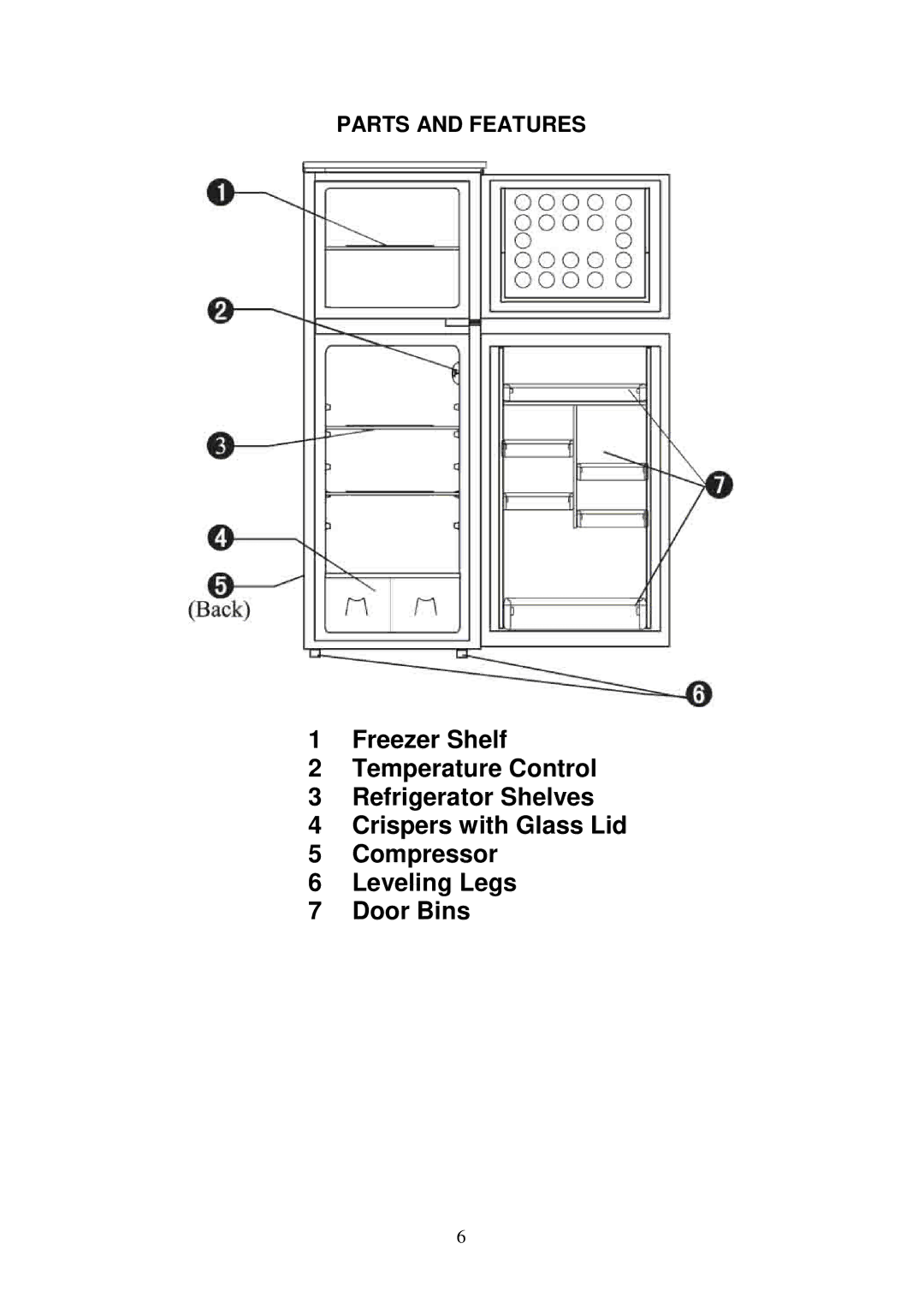 Avanti RA752PST, RA751WT instruction manual Parts and Features 