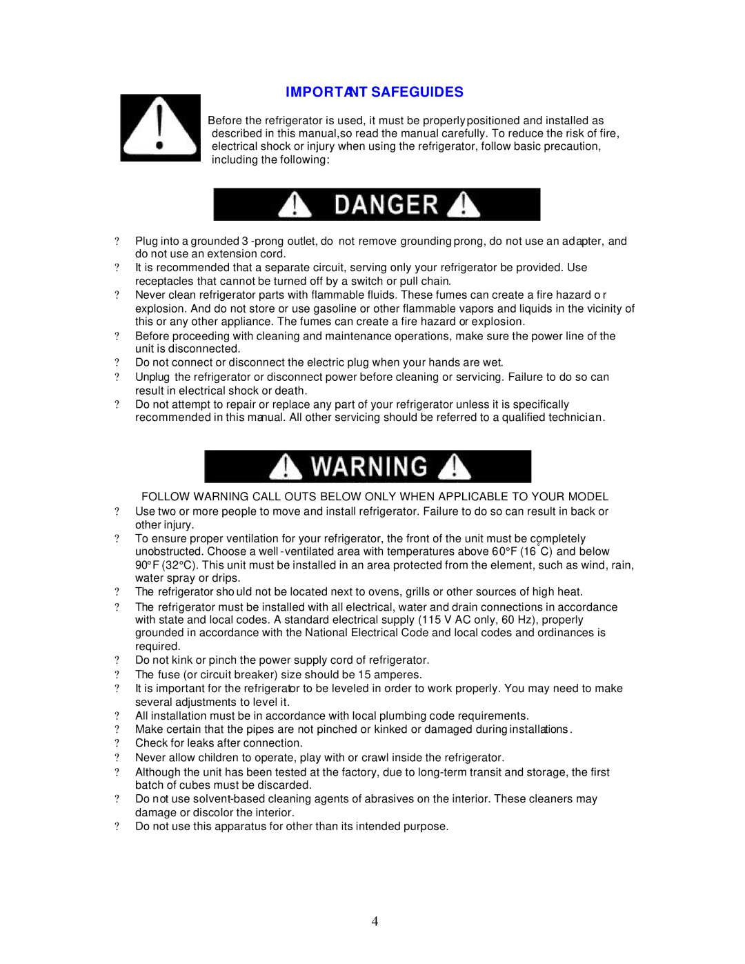 Avanti RA757PST instruction manual Important Safeguides 