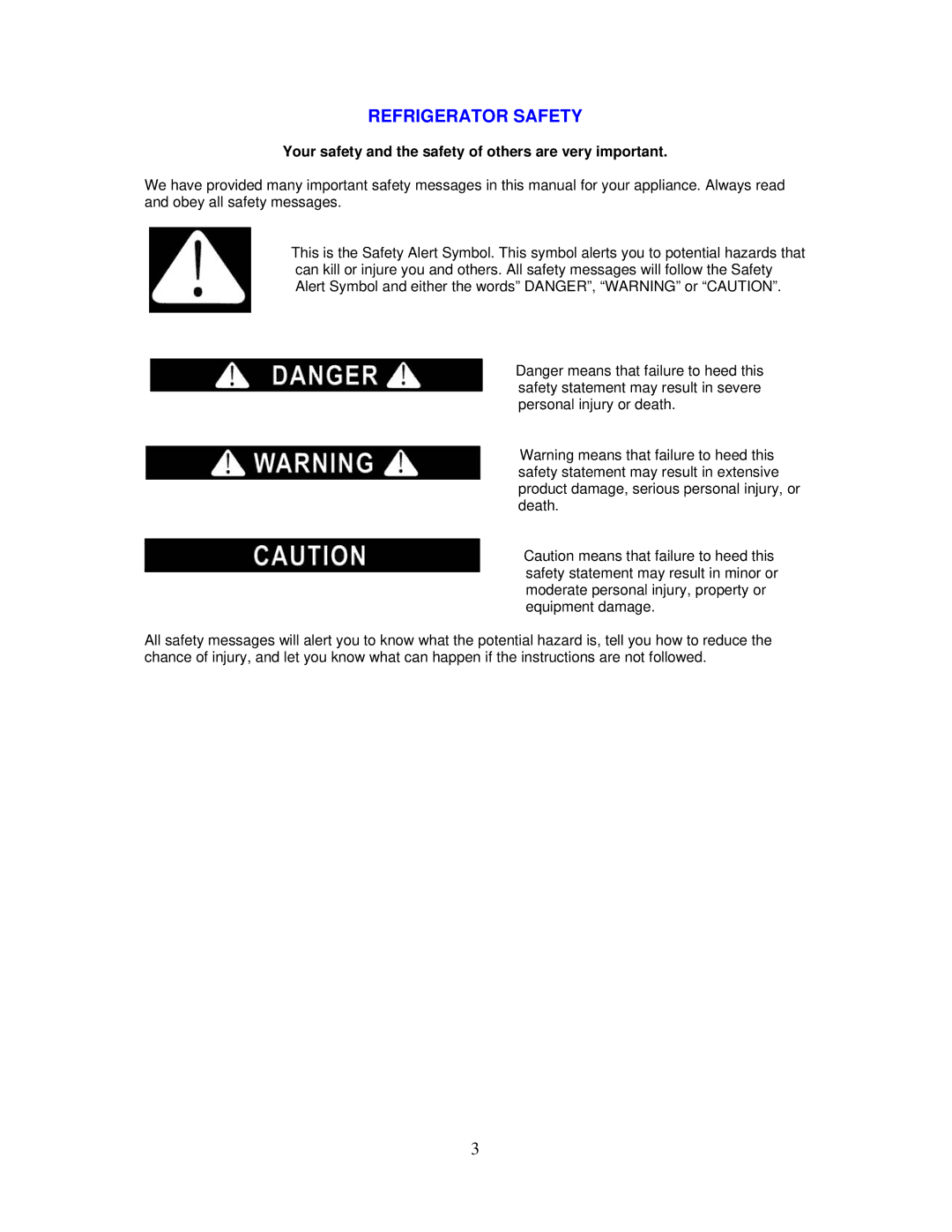 Avanti RM3421B, RM3423SS, RM3420W, RM3422PS Refrigerator Safety, Your safety and the safety of others are very important 