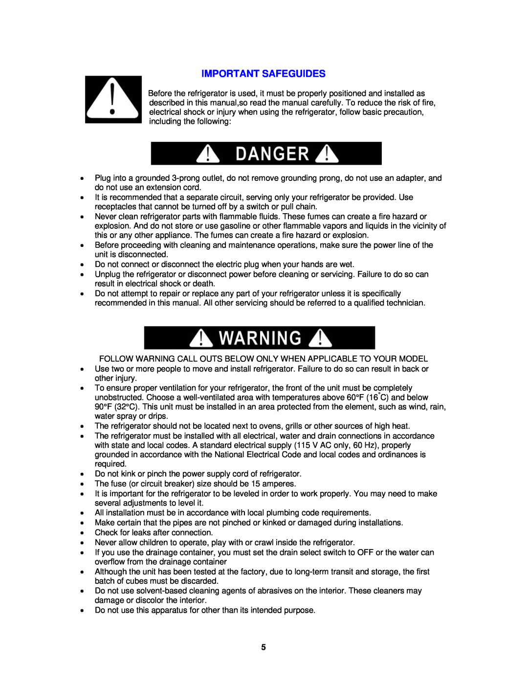 Avanti RM4120W, RM4121B instruction manual Important Safeguides 