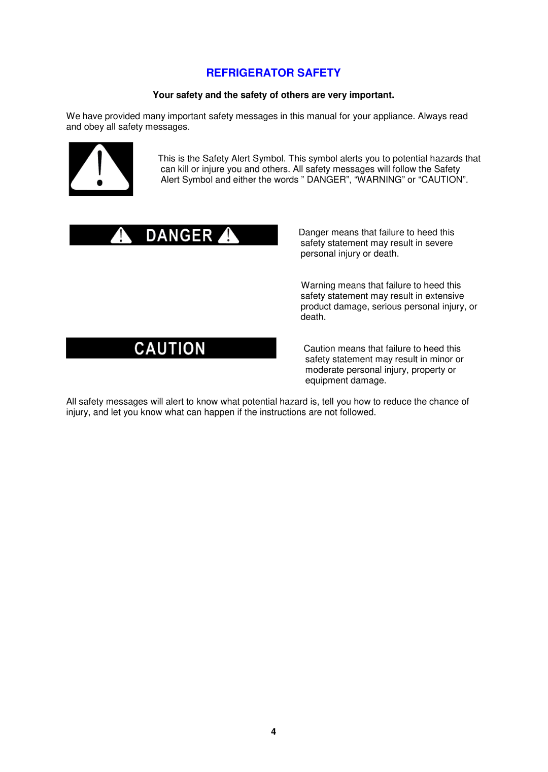 Avanti RM4123SS, RM4122PS instruction manual Refrigerator Safety, Your safety and the safety of others are very important 