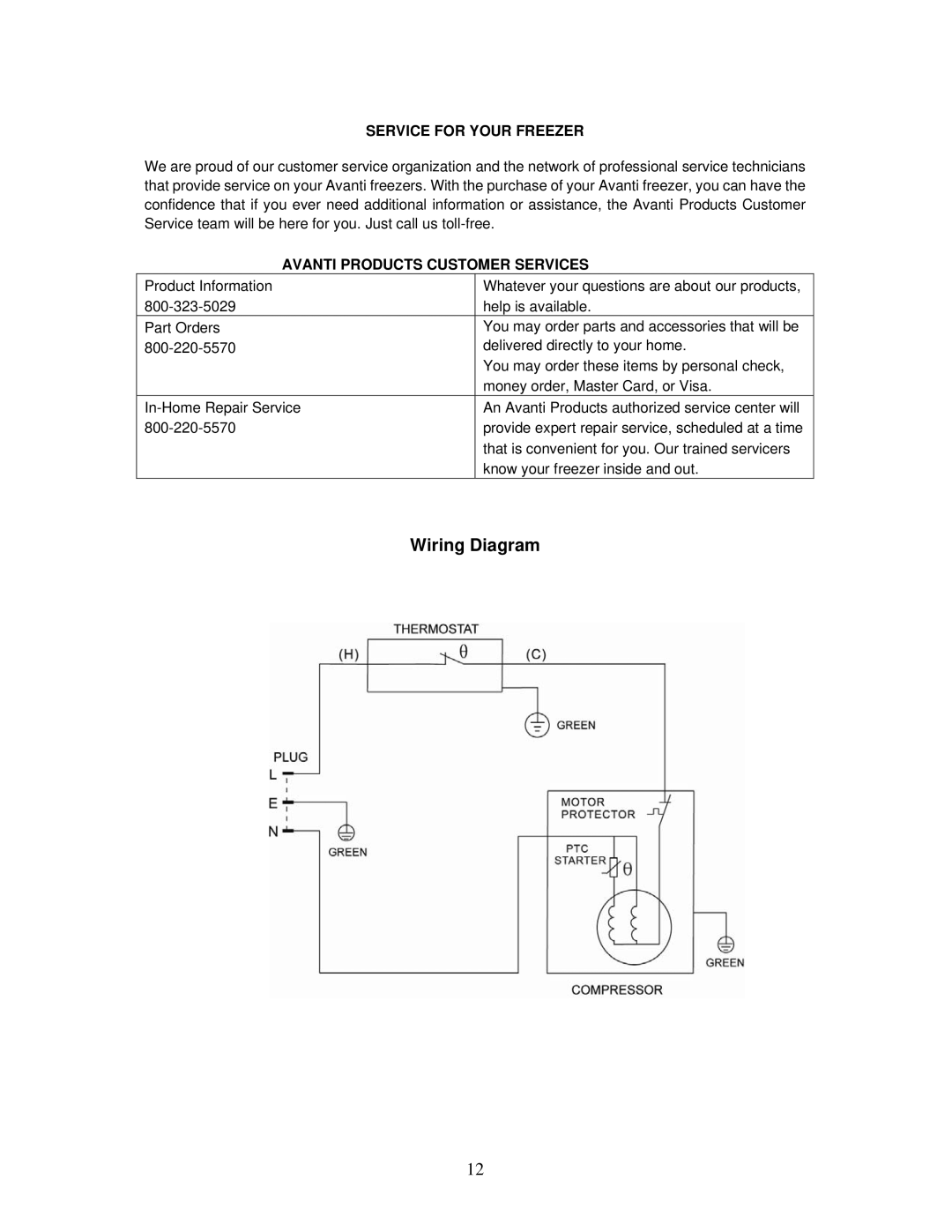 Avanti VM301W instruction manual Service for Your Freezer, Avanti Products Customer Services 