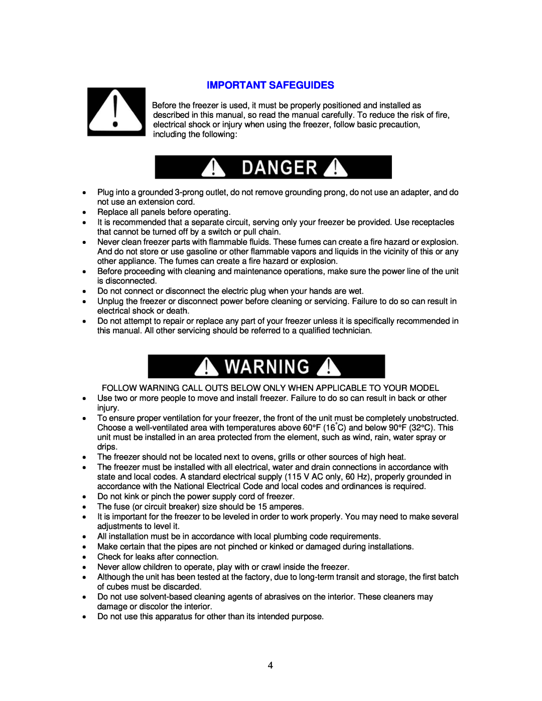 Avanti VM301W instruction manual Important Safeguides 