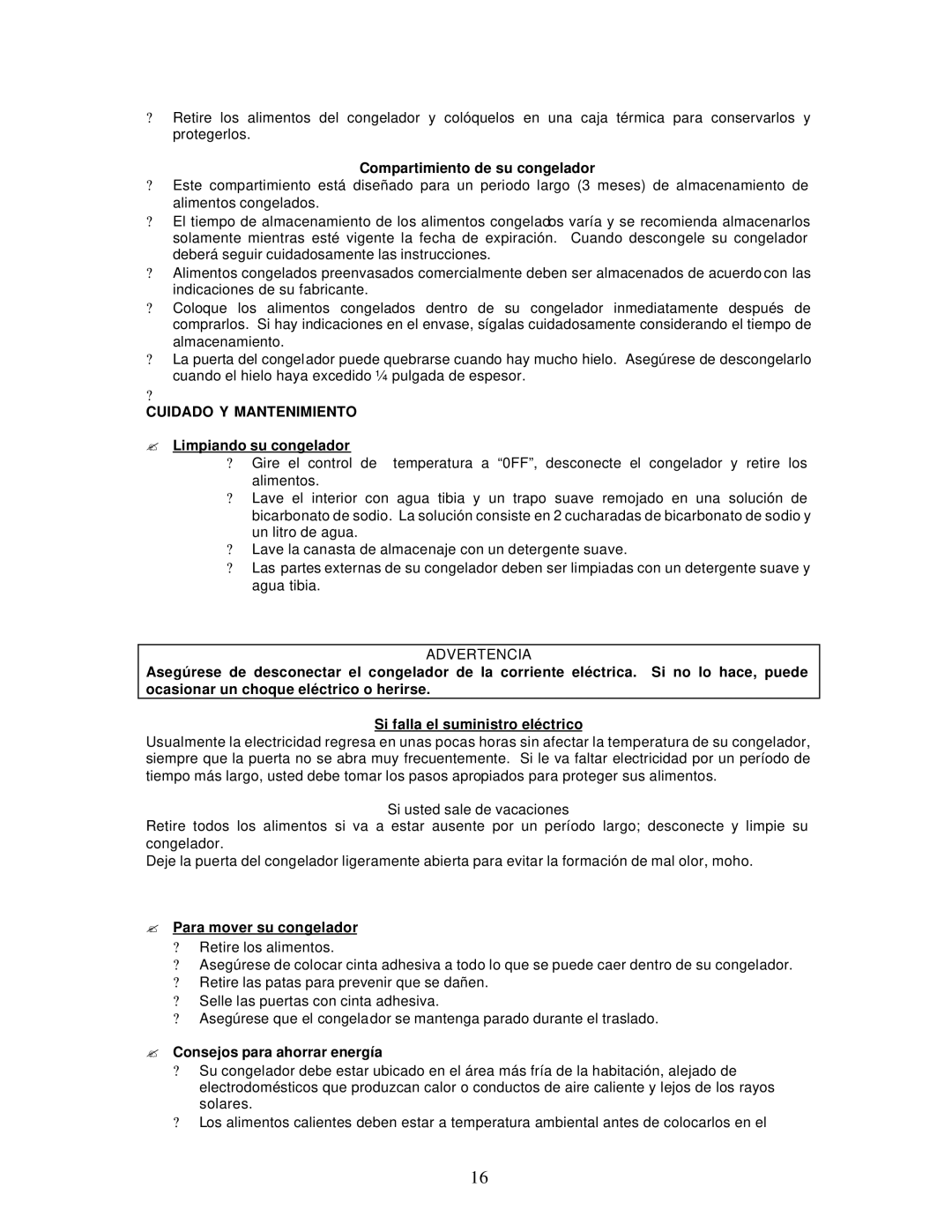 Avanti VM319W instruction manual Compartimiento de su congelador, Cuidado Y Mantenimiento, ? Limpiando su congelador 