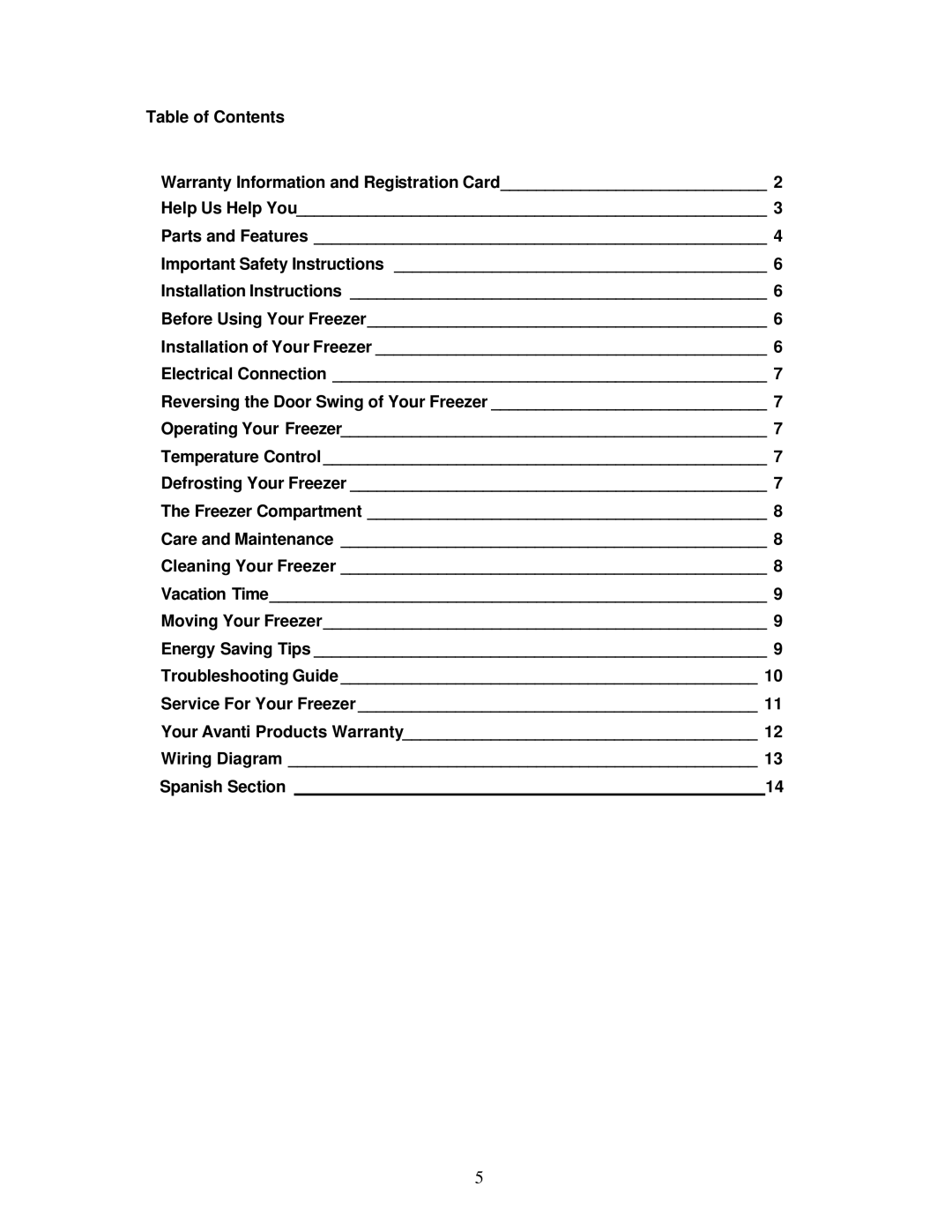 Avanti VM319W instruction manual 