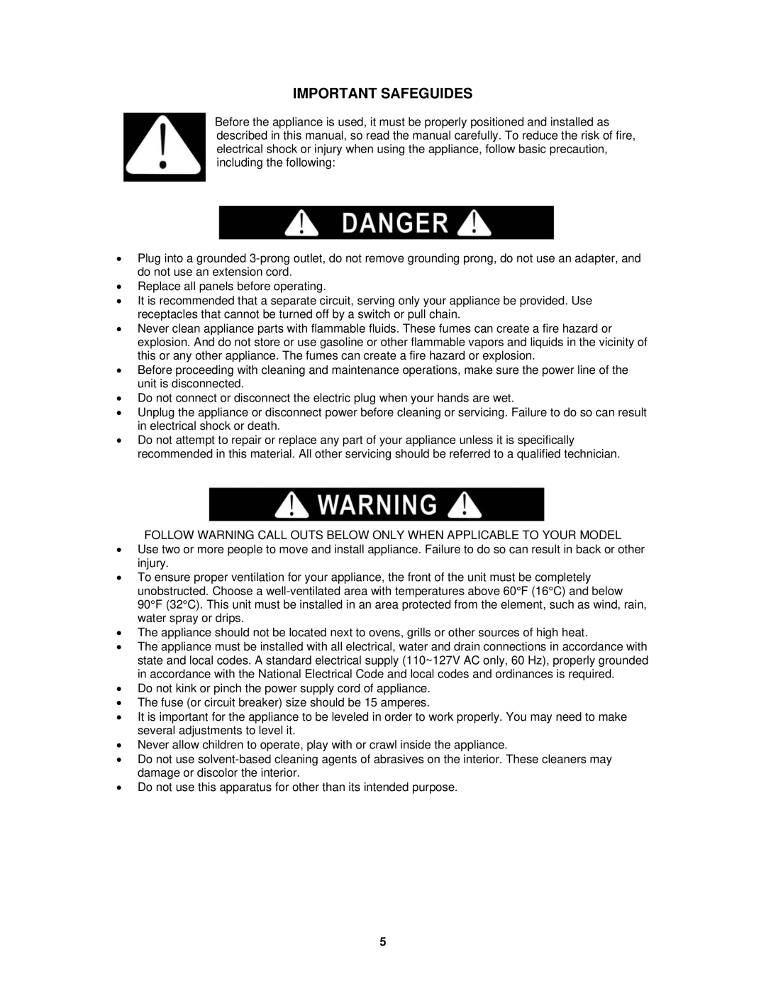 Avanti W757-1, W758PS-1 instruction manual Important Safeguides 