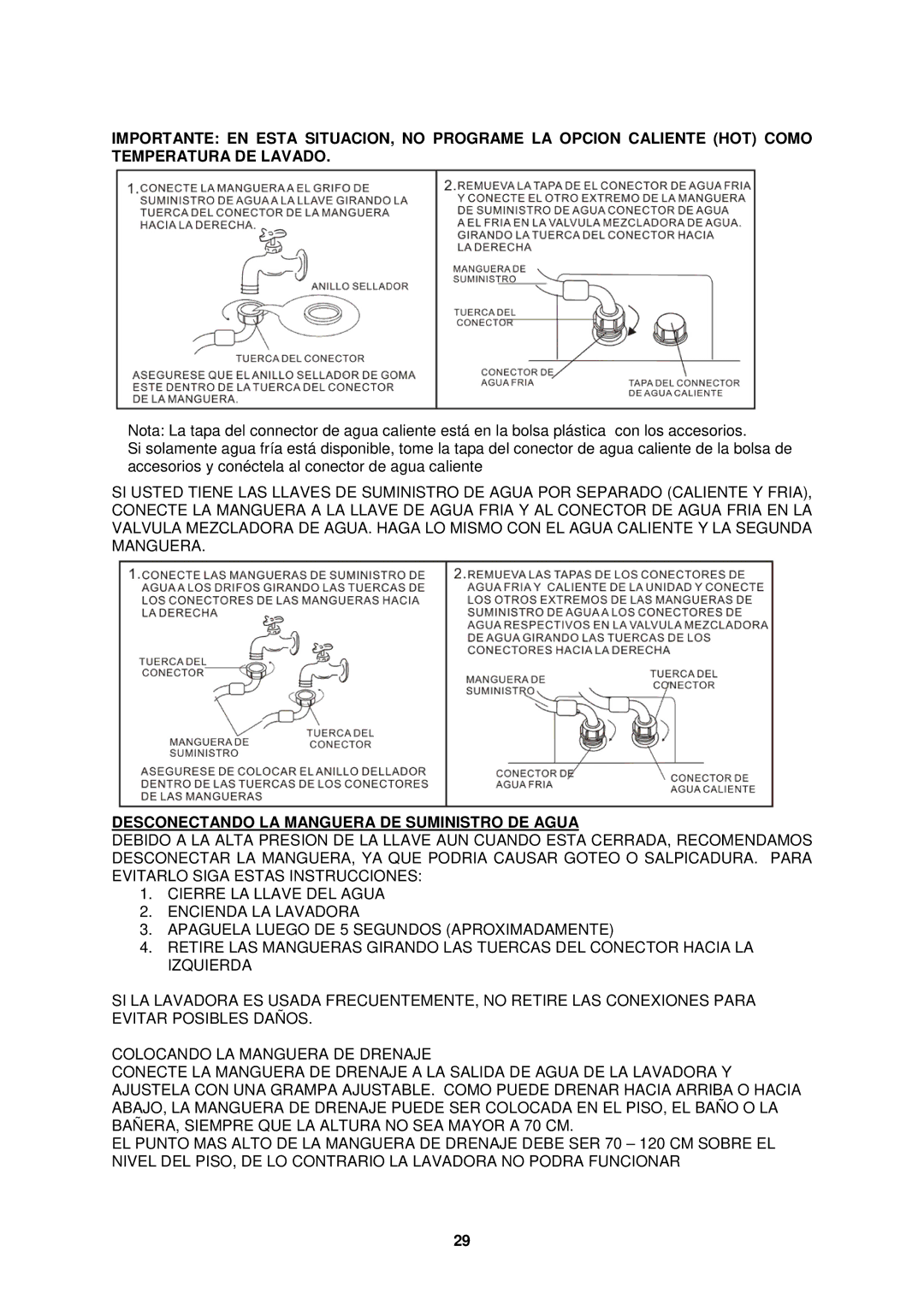 Avanti W757-1, W758PS instruction manual Desconectando LA Manguera DE Suministro DE Agua 