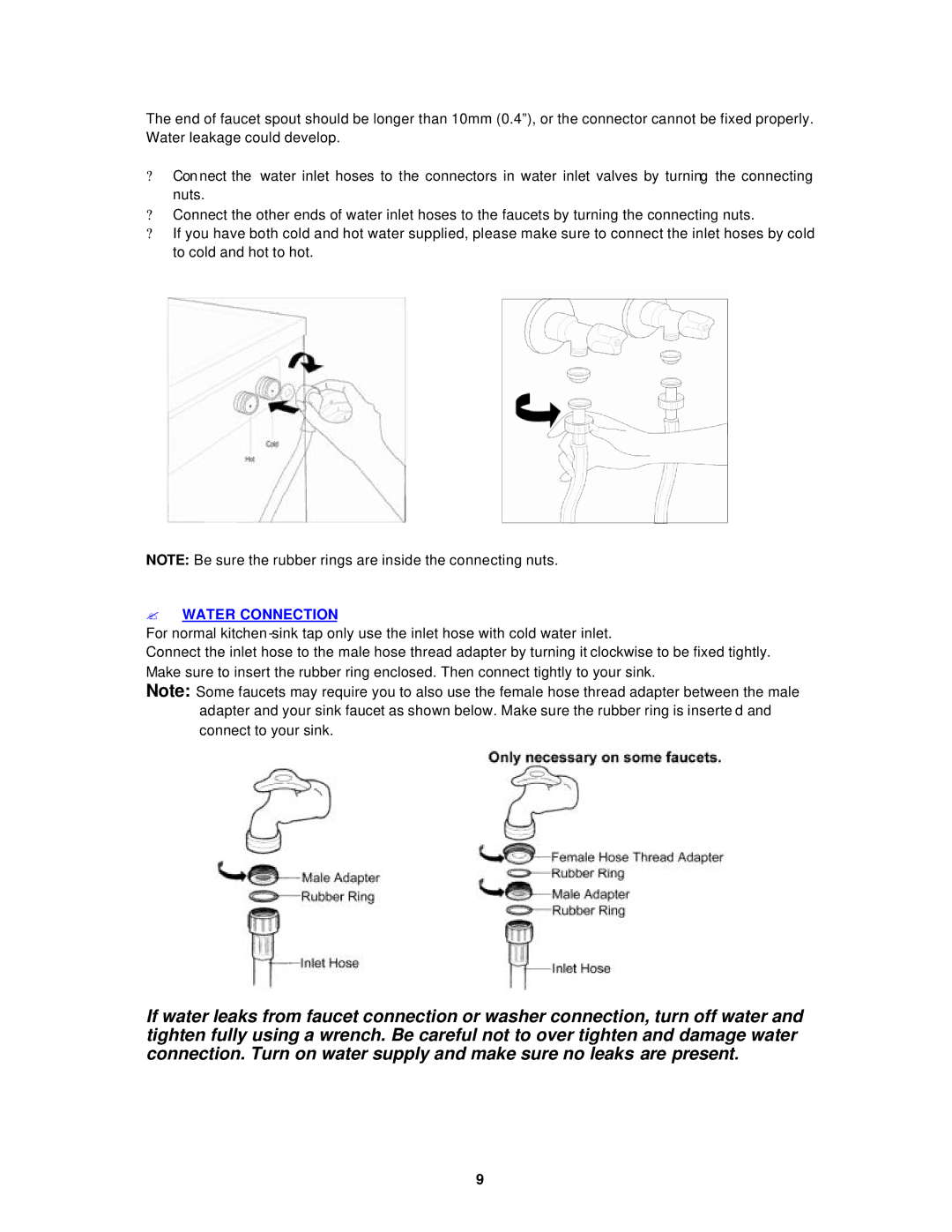 Avanti W892F instruction manual ? Water Connection 