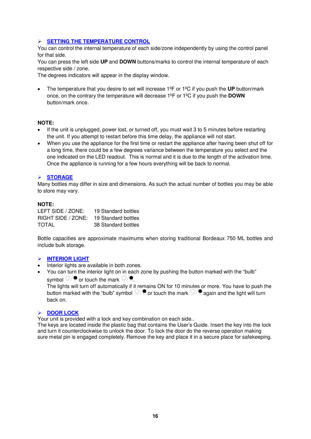 Avanti WBV19DZ, WCV38DZ instruction manual Total 