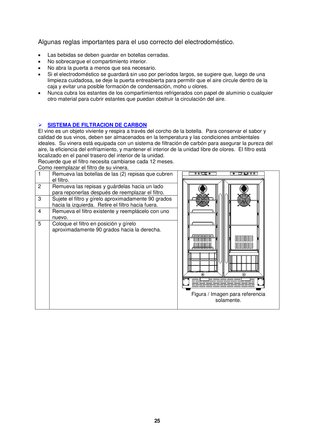 Avanti WCV38DZ, WBV19DZ instruction manual  Sistema DE Filtracion DE Carbon, Figura / Imagen para referencia 