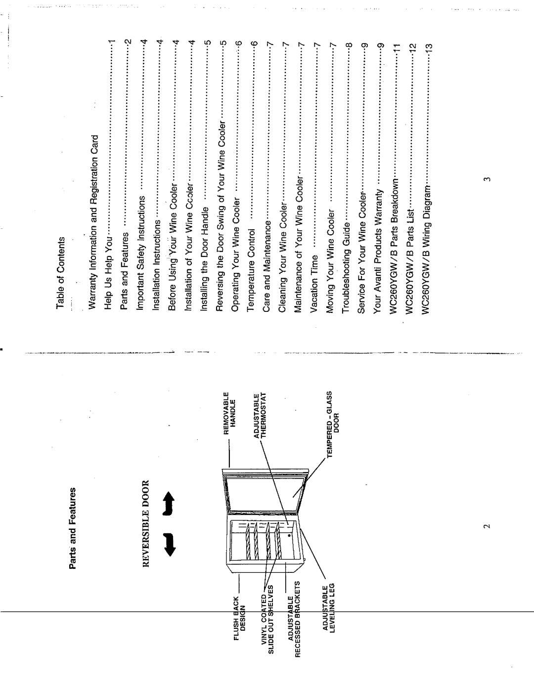 Avanti WC260YGW/B manual 