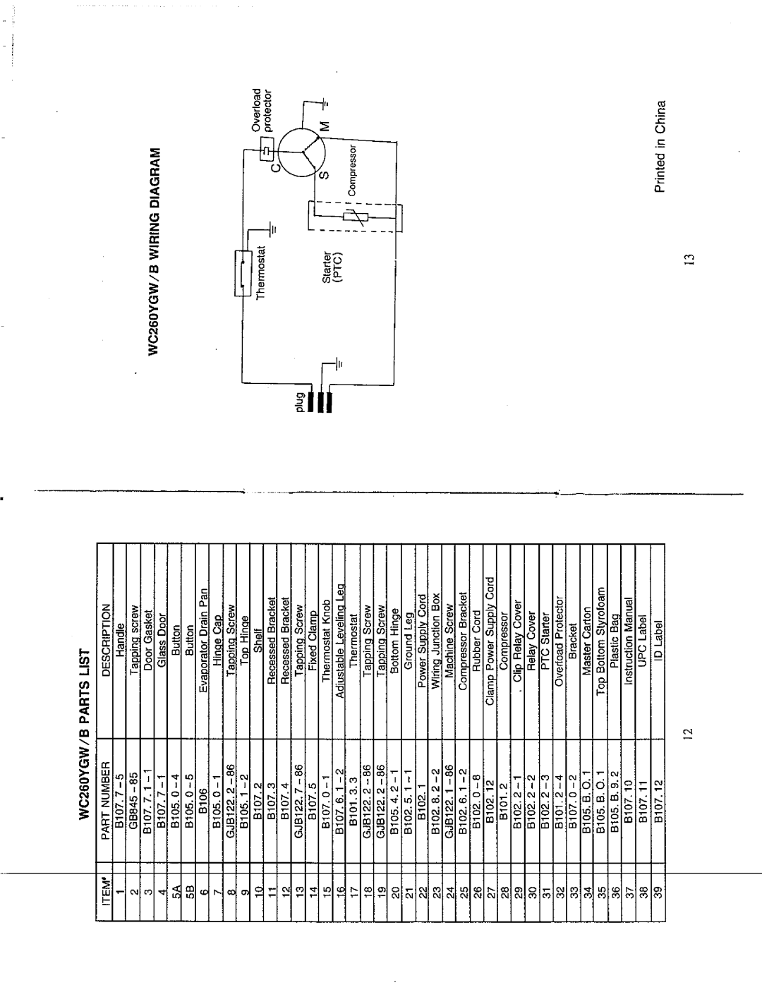 Avanti WC260YGW/B manual 