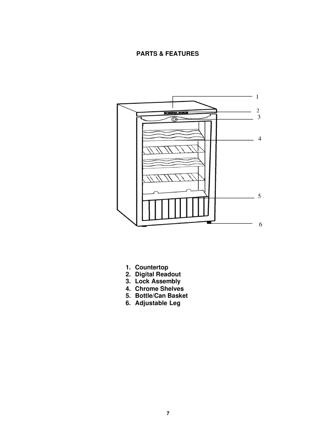 Avanti WC292D instruction manual Parts & Features 