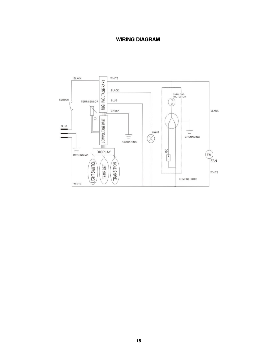 Avanti WC3201D instruction manual Wiring Diagram 