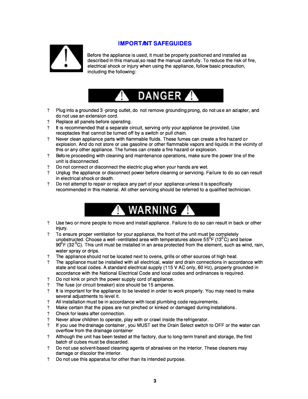 Avanti WC331DZD instruction manual Important Safeguides 