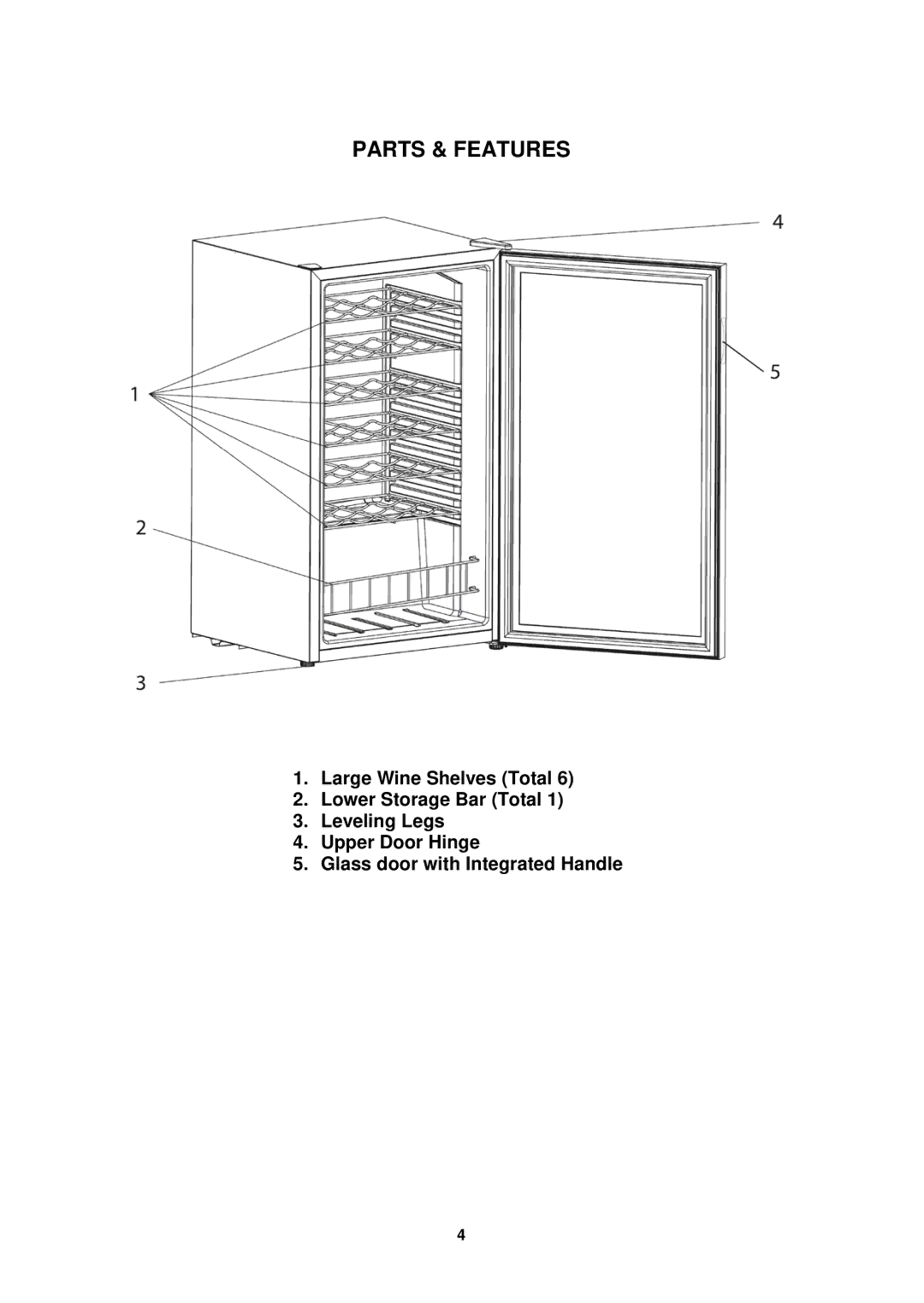 Avanti WC34TM instruction manual Parts & Features 