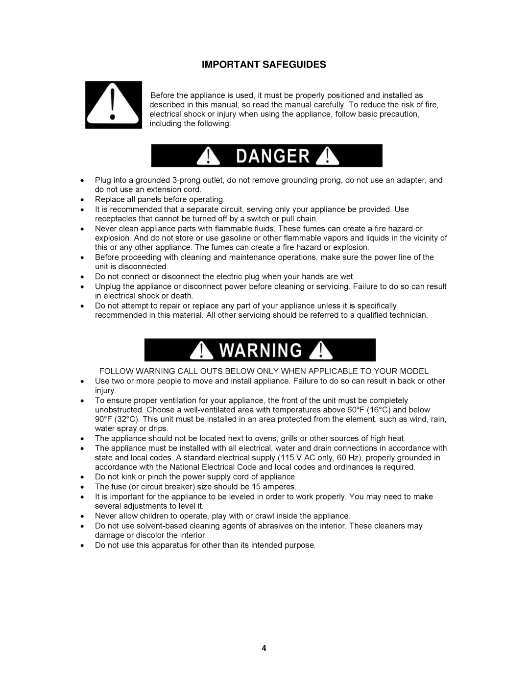 Avanti WC55SSR instruction manual Important Safeguides 