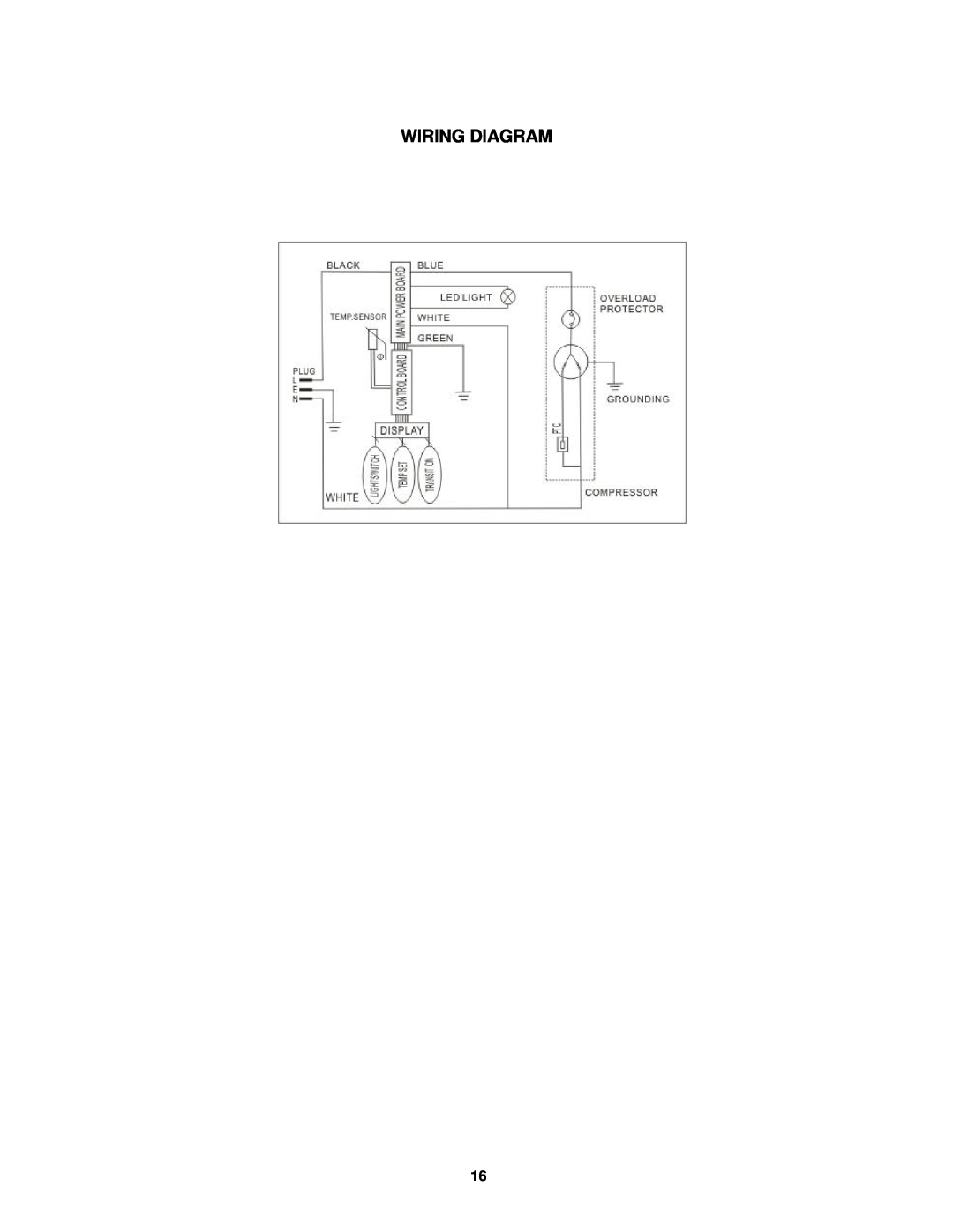 Avanti WC602D instruction manual Wiring Diagram 