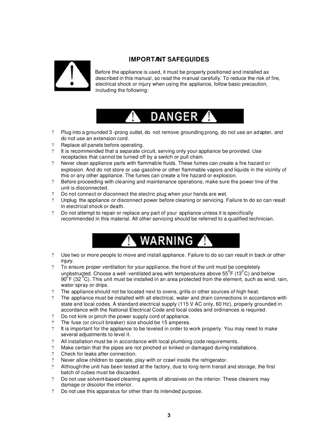 Avanti WC8302DZD instruction manual Important Safeguides 