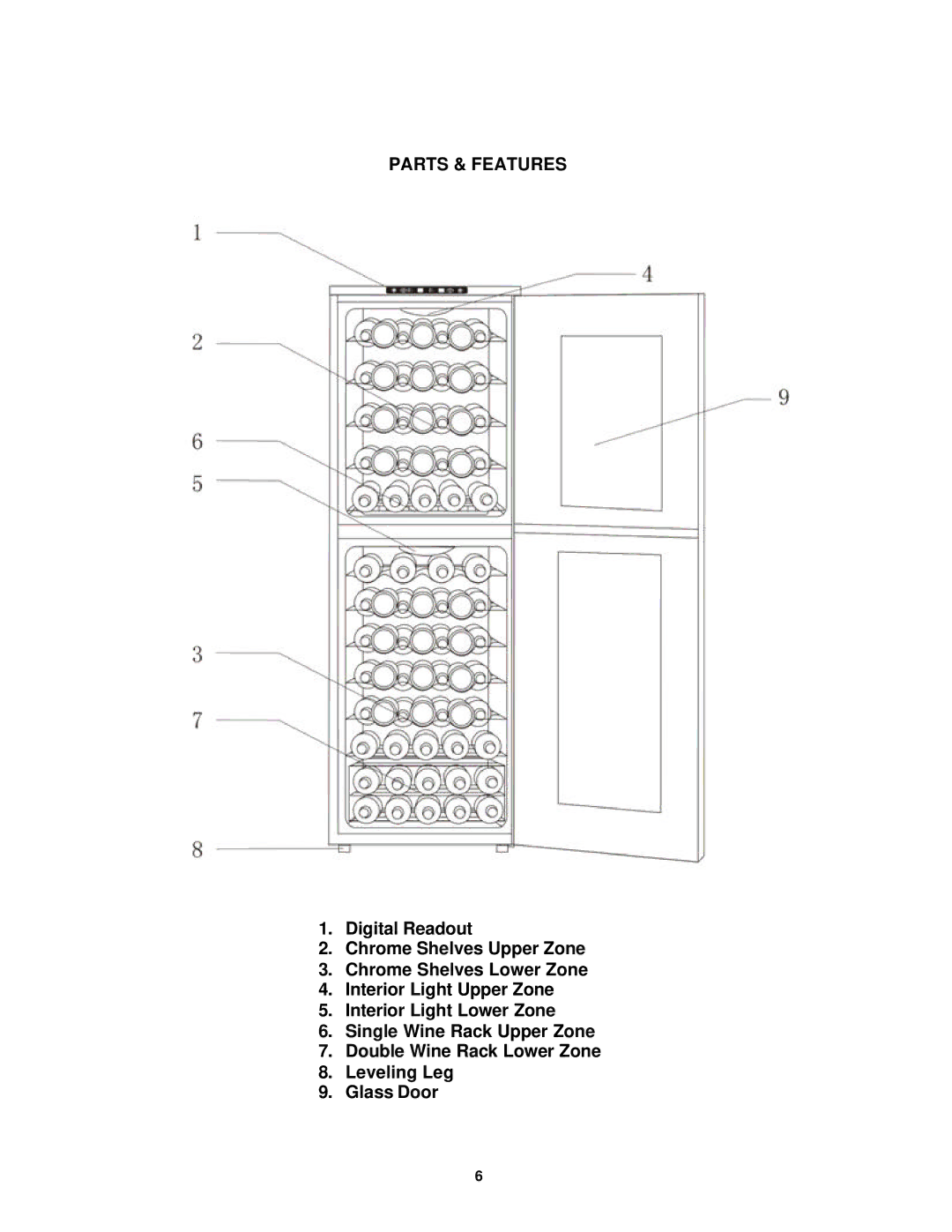 Avanti WC8302DZD instruction manual Parts & Features 