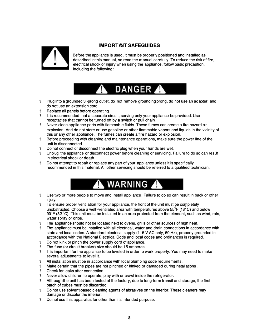 Avanti WC8302DZD instruction manual Important Safeguides 